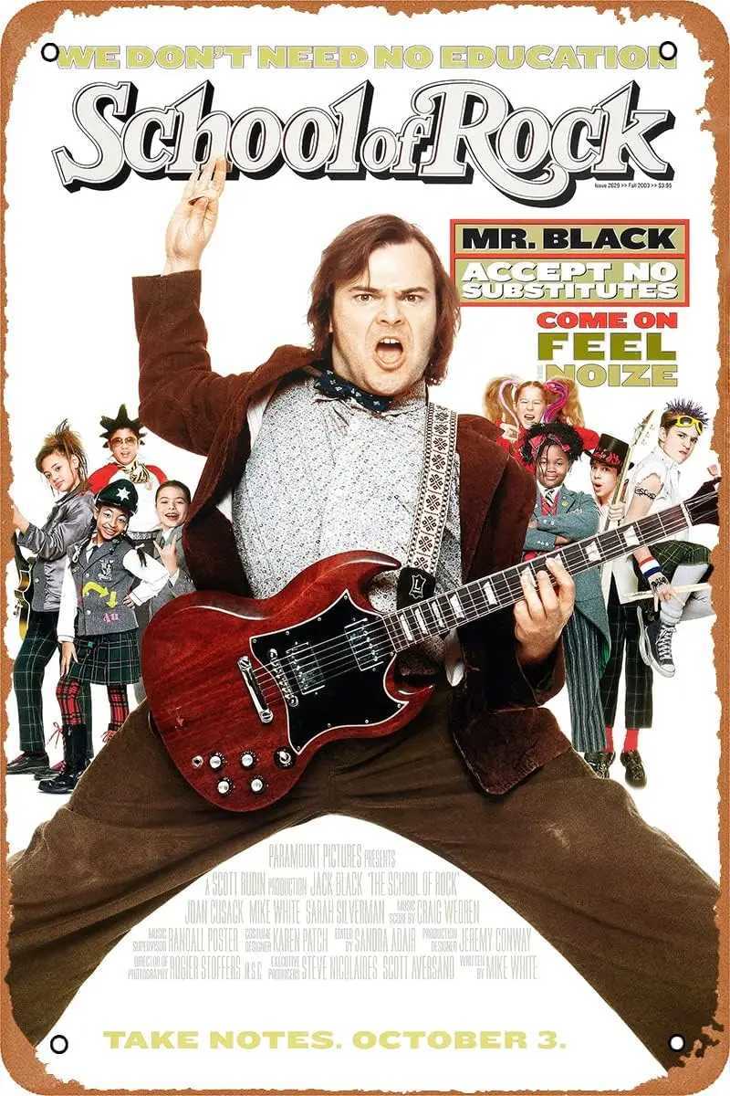 The School of Rock Movie Poster Retro Metal Sign for Cafe Bar Pub Office Home Wall Decor Vintage Tin Sign Gift 12 X 8 inchM251114-image-1084654792