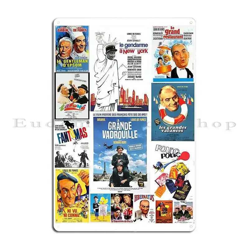 Louis De Funes Movie Compilation Metal Sign Iron Plaques Wall Decor Designing Cinema Tin Sign PosterM251114-image-1084651506