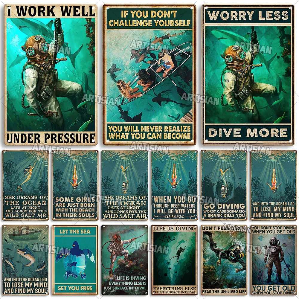 Artisian Swimming Metal Sign Diving Tin Poster Sport Ocean Decorative Plate Wall Decor Garage Bar Pub Club Hotel Cafe KitchenM251114-image-1084654657