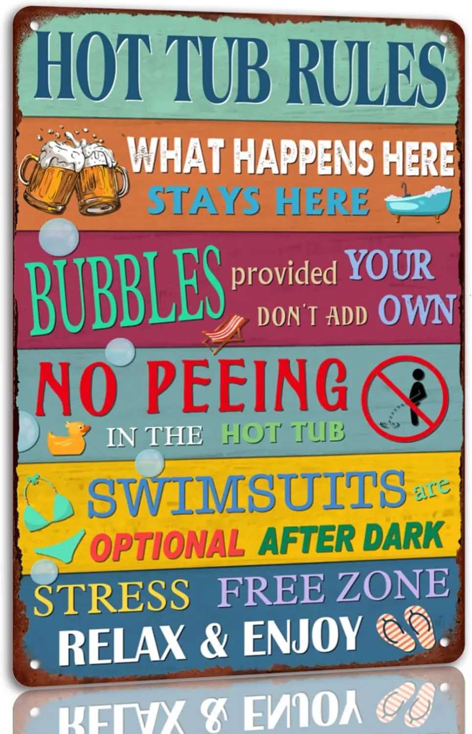 a1Hot Tub Rules Tin Sign Vintage Hot Tub Metal Signs Funny Wall Decor Plaque For Home Bar Bathroom Pool Patio Deck Porch OutdooM251114-image-1084653707