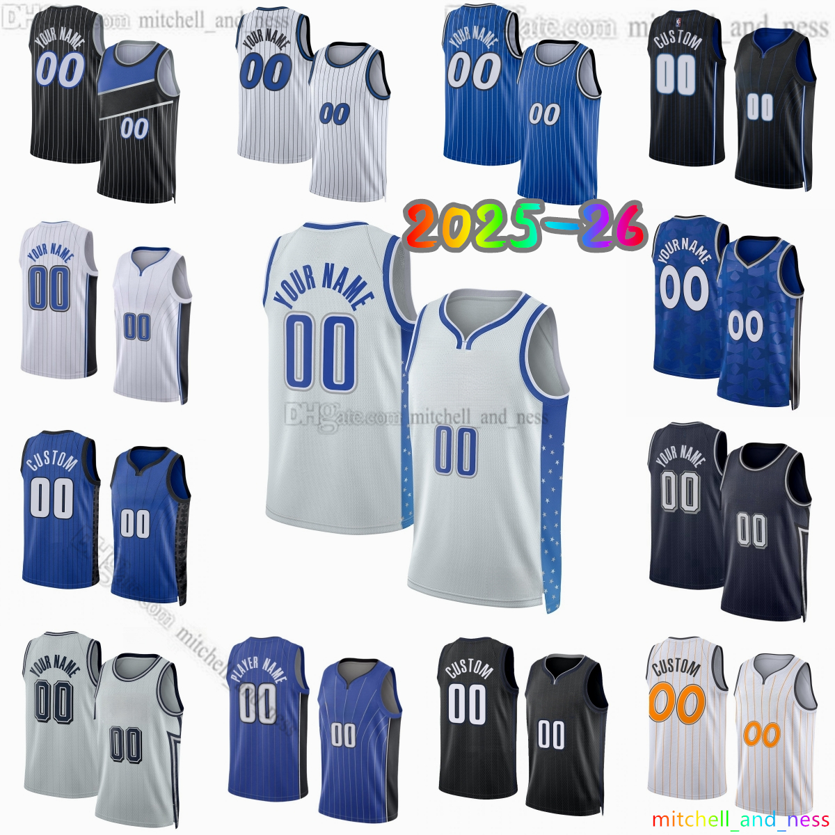 Personnalisé 2025-26 City 5 Banchero Maillot de basket-ball imprimé 22 Wagner 3 Bane 4 Suggs 0 Noir 23 Da Silva 34 Carter Jr. 21 Wagner 35 Bitadz
