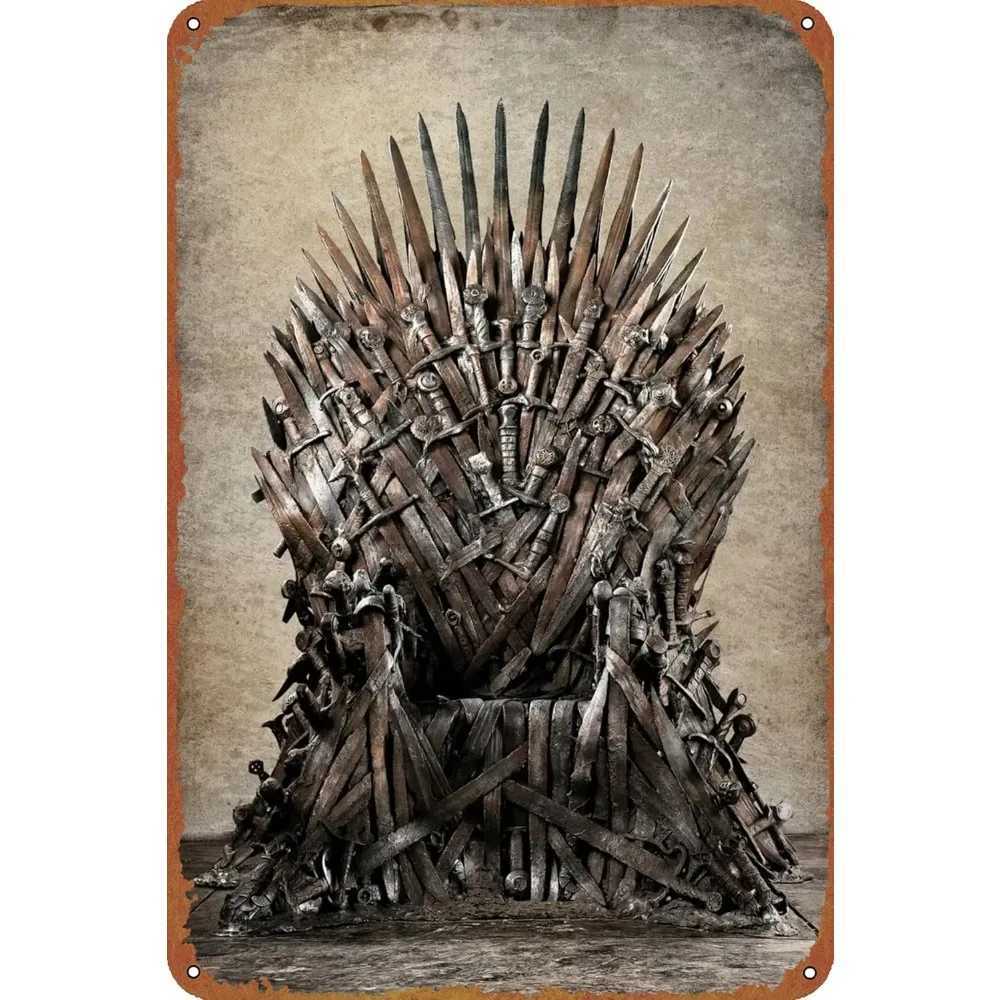 VintageIronThrone The Iron Throne Game Poster Tin Sign - 8x12 Vintage Metal Plaque Cafe/Club/Home Wall Art DecorationM251114-image-1084651168
