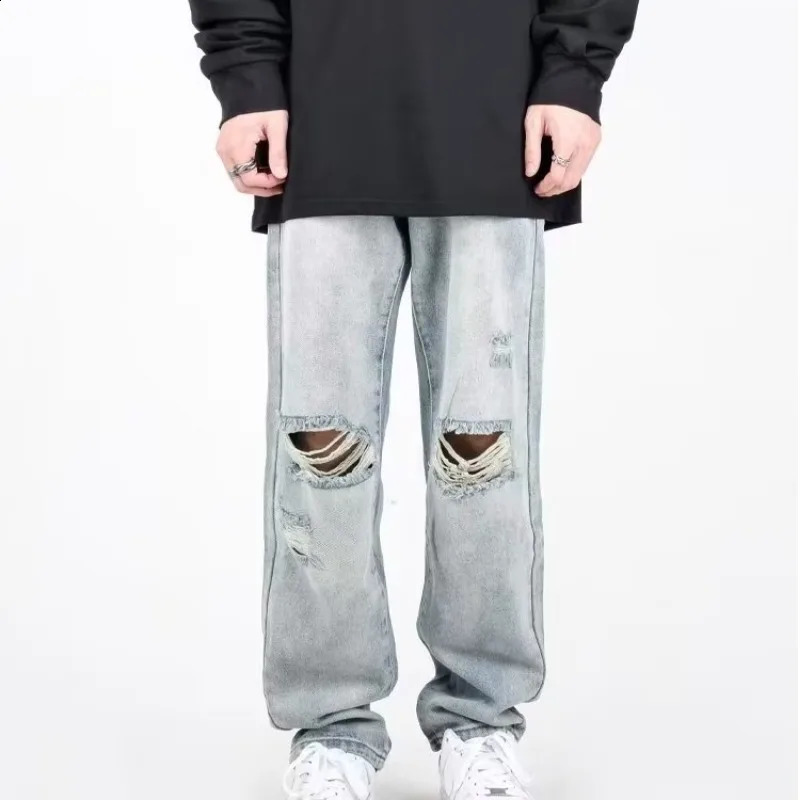 Pantaloni da uomo alla moda e casual pantaloni in denim pantaloncini insaccati Streetwear Streetwear Y2K Abbigliamento da abbigliamento infiammabile