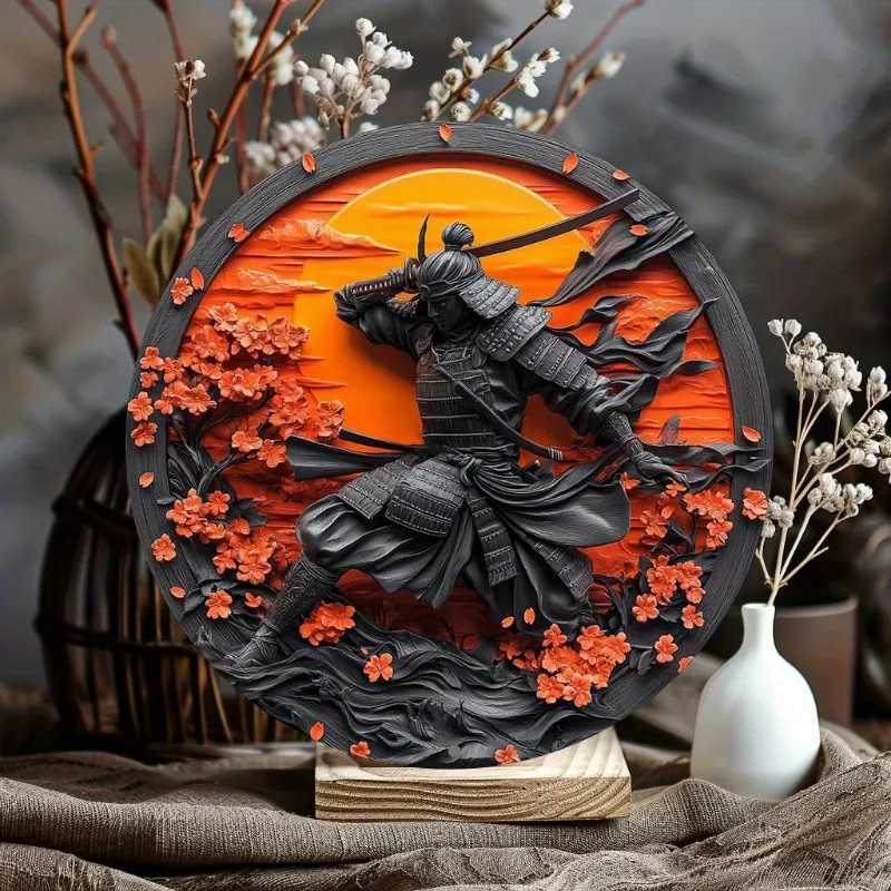 Samurai Warrior 2D Aluminum Wall Art Round Metal Sign Home Decor Party Decoration ValentineS Day and Holiday GiftM251114-image-1084651390