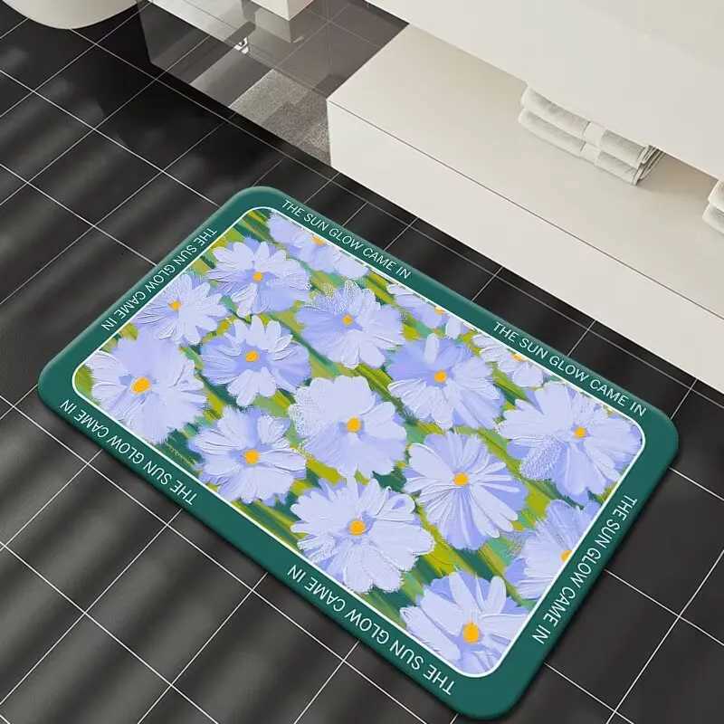 Soft diatom mud absorbent pad non-slip cartoon toilet door foot pad bathroom floor mat C251114-image-1084691030
