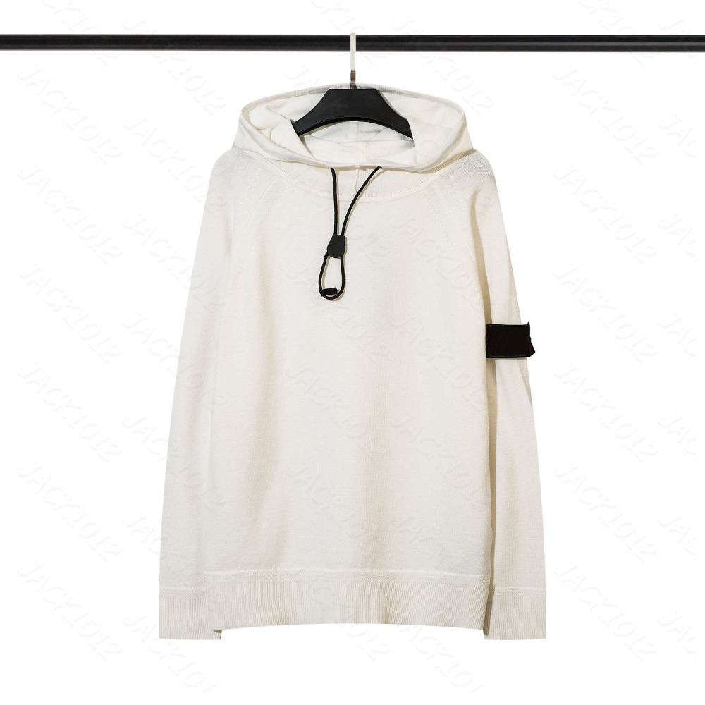 Designer Mens Jumper Compass Badge Embroidery STONE Logo Hoodie Tops Long Sleeve Pullover Knitted Drawstring Hooded ISLAND Solid-color Wool Sweater