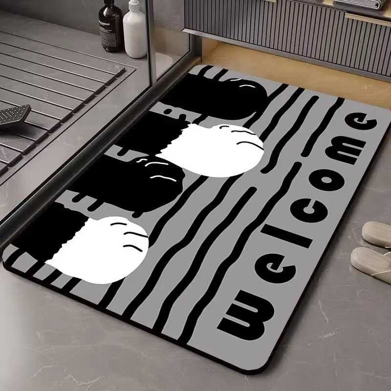 Toilet floor mat water absorption and non-slip bathroom bathroom door diatom mud leave-in quick-drying floor mat C251114-image-1084690262
