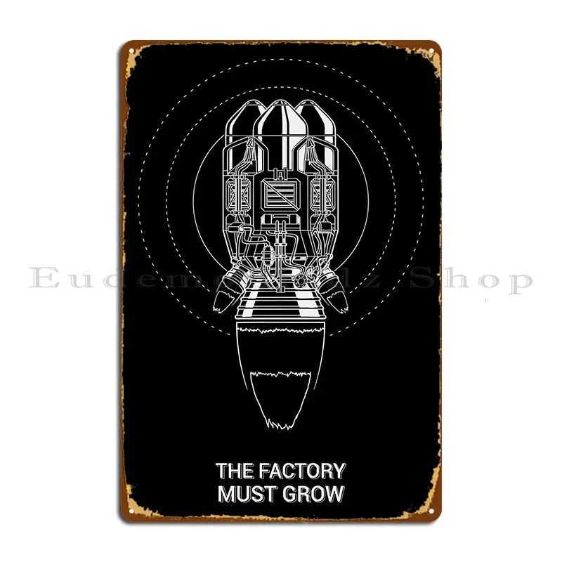 Factorio Rocket With The Factory Must Grow Meme Metal Signs Wall Cave Mural Living Room Iron Club Tin Sign PosterM251114-image-1084651467