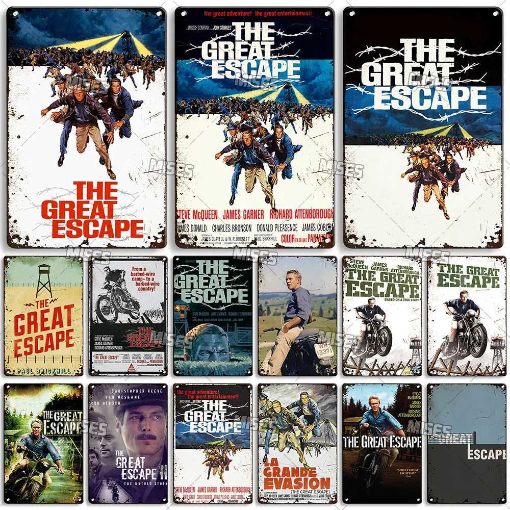 MISES 1963 The Great Escape Movie Poster Metal Sign Decorative Plate Weathered Metal Tin Sign Home Club Kitchen Metal PlaqueM251114-image-1084653080