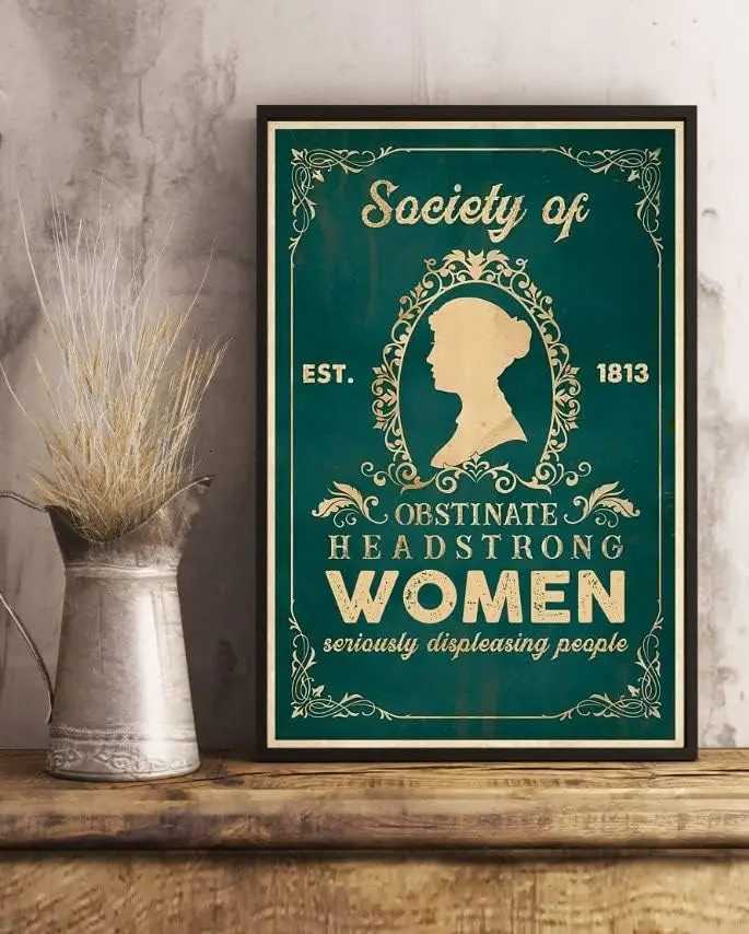 Retro Metal Tin Sign 8 X 12 Inches Society of Obstinate Headstrong Women Jane Austen Poster Jane Austen Fan Pride and PrejudiceM251114-image-1084654767
