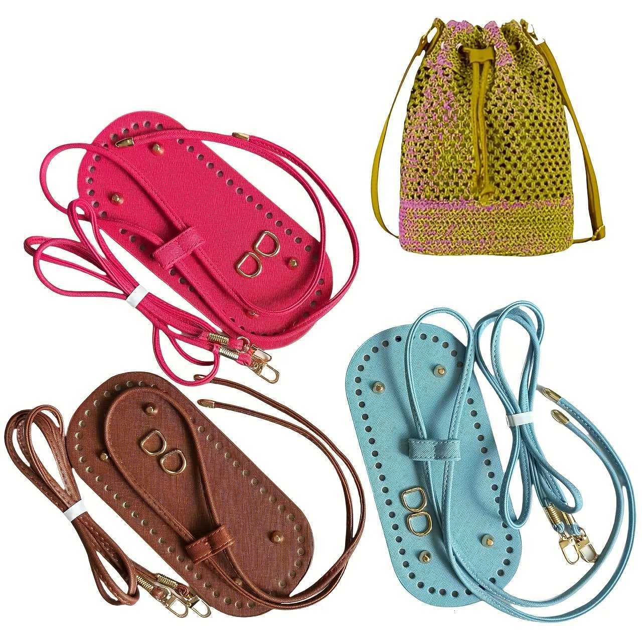Kit d'accessoires au crochet 3 pièces - Bretelles réglables Fermeture à cordonBase durable pour l'artisanat de sacs fourre-tout portefeuille bric