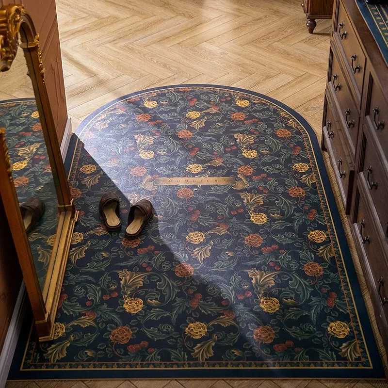 Vintage Carpet Home Bathroom Waterproof Oil Proof Leather Foot Mat Bedroom Carpet Decorative Anti Slip Carpet Entrance Door Rug C251114-image-1084690865