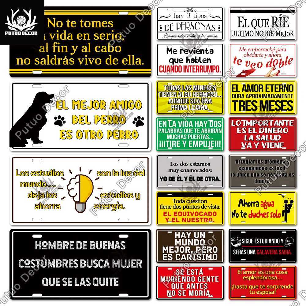 Putuo Decor Humorous Spanish Metal Sign Licenses Plate Plaque Metal Vintage Tin Sign Decor for Bar Pub Man Cave Club Wall DecorM251114-image-1084652338