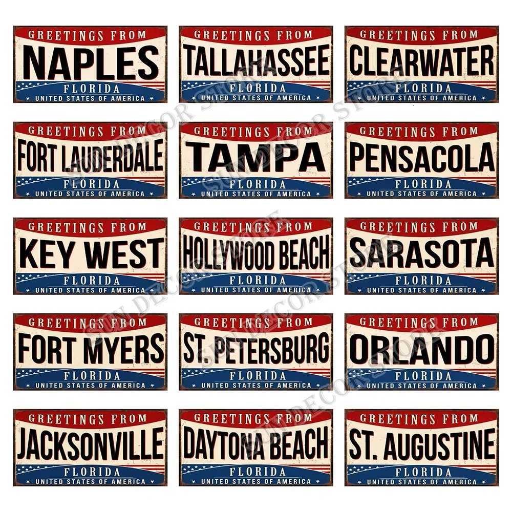 Greetings From Florida Orlando Lafayette City Car License Plate Vintage Metal Tin Sign Home Decor Wall Art 6x12Inch KL-0460M251114-image-1084652620