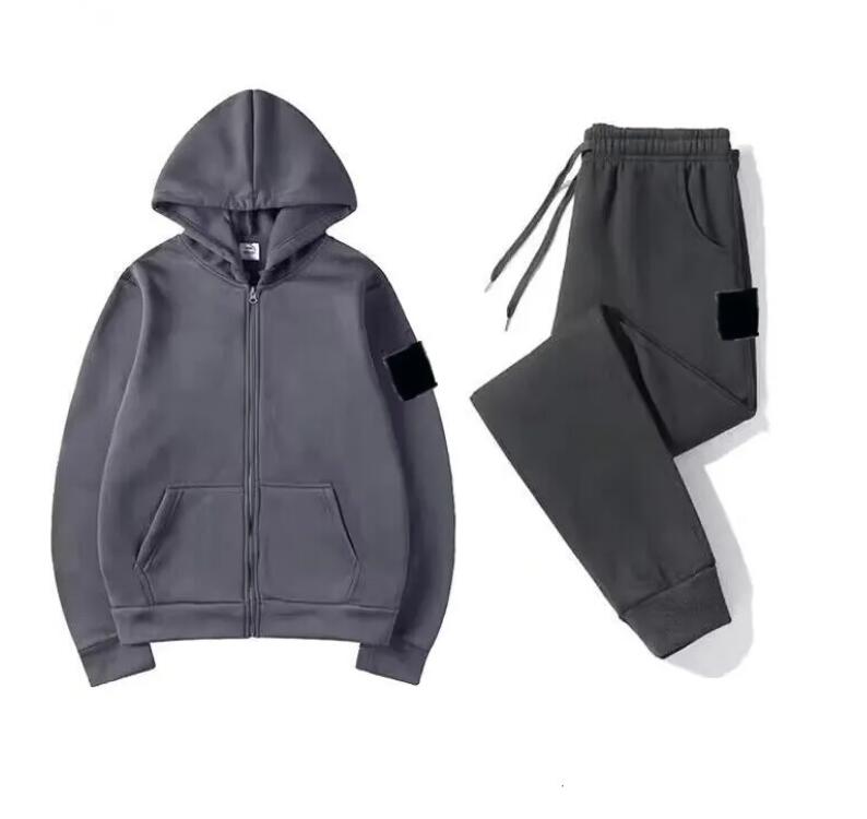 Stones Lisland Tracksuit 2 PCS Unisex Multi Colors Compass Badge Embroidery Solid Sweatsuit Two Piece Set Men Women Sportswear Designer Topstoney Sw