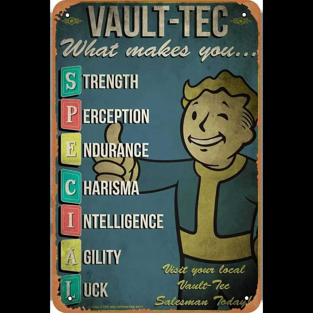 RetroGameDecor V-Vault Tec Metal Poster - Vintage Look Tin Sign with Retro Gaming Console Art Exclusive Wall DecorM251114-image-1084652521
