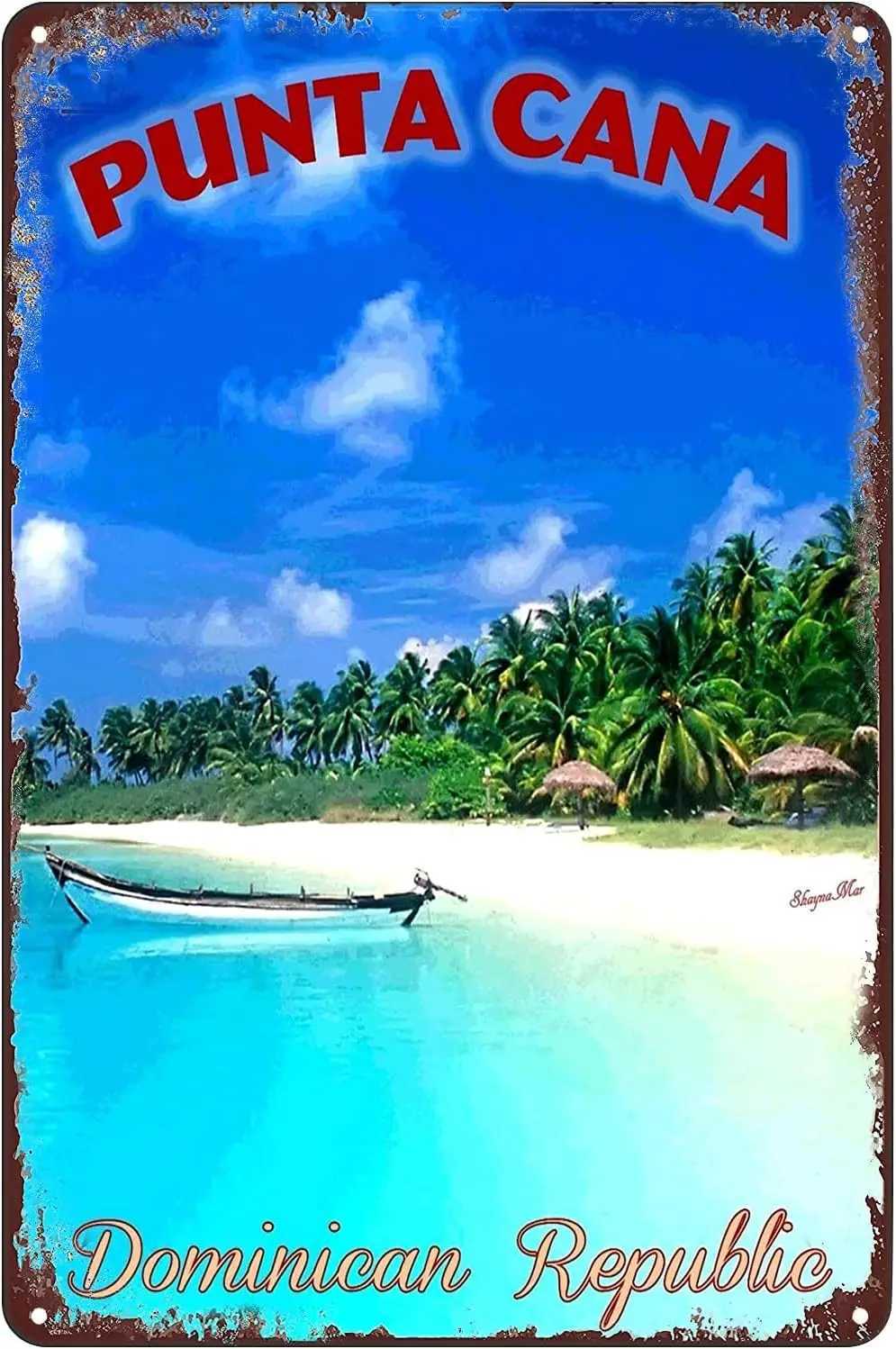 q1Punta Cana Dominican Republic Metal Tin Sign Caribbean Beach Travel Poster Wall Art Decor Plaque for Home Bar Club Hotel LiviM251114-image-1084655223