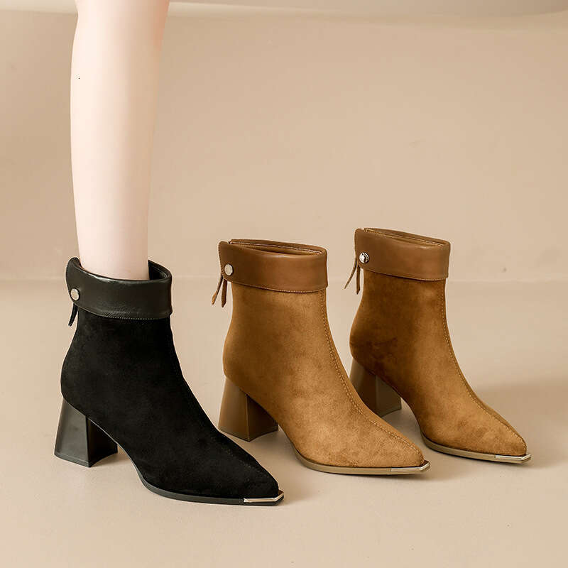 eels Fasion 2025 for Women ig Autumn Winter New Versatile Slim Pointed Toe Sort Elegant Stre Boots M260805