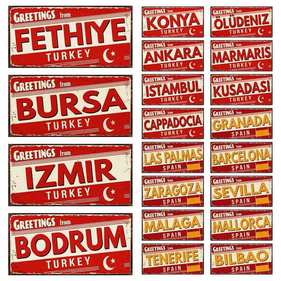 YZFQ Turkey Istambul Spain City Vintage Metal Sign Decorative Plate Wall Garage Home Decor Tourist Souvenir 30X15CM KL-0294AM251114-image-1084653629