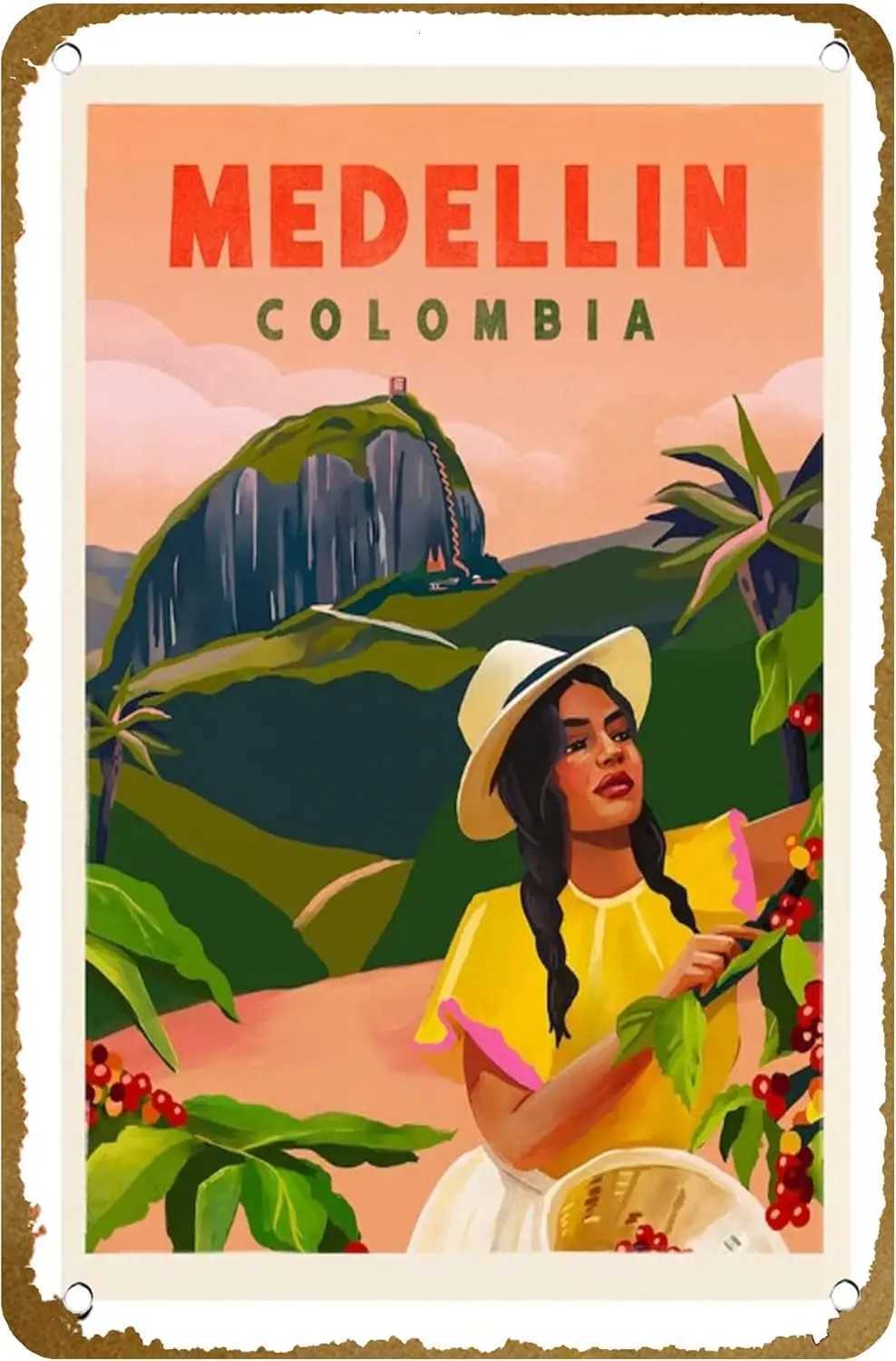 Travel Poster Medellin Colombia Poster Vintage Metal Tin sign Family Club Bar Cafe Bedroom Art Wall Decoration Gift 8x12 inM251114-image-1084655125
