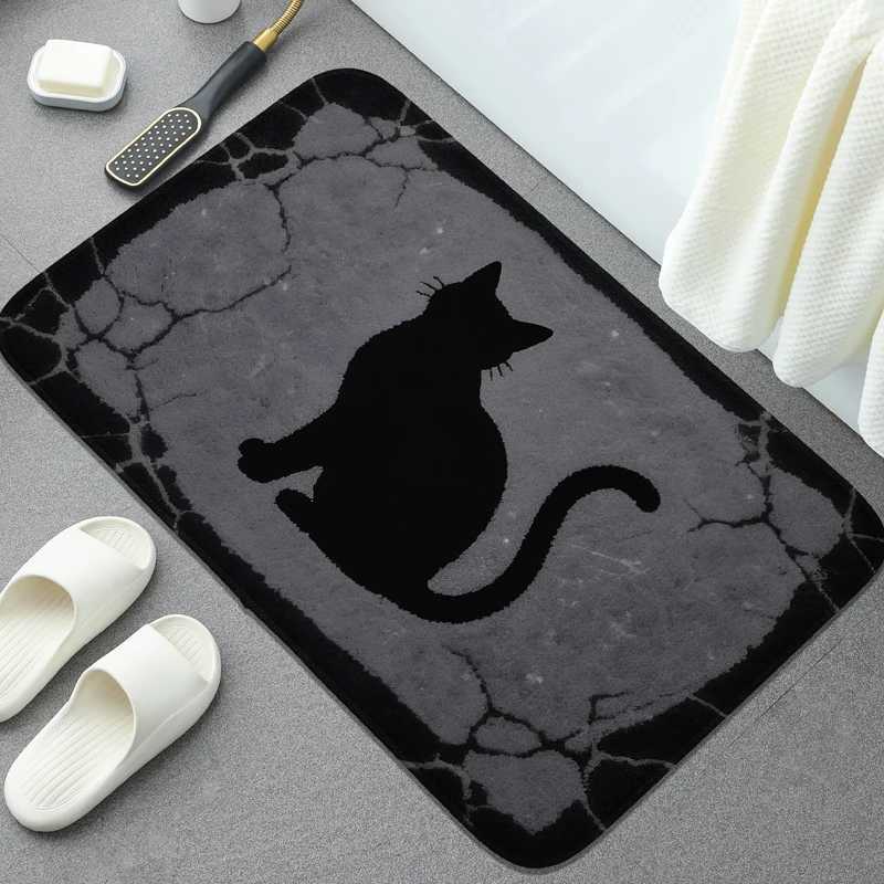 Printed flannel bathroom floor mat bathtub absorbent foot mat shower room small carpet decorative mat machine washable C251114-image-1084690844