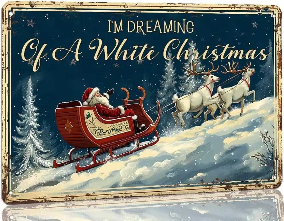 Im Dreaming of A White Christmas Metal Sign Vintage Christmas Wall Decor for Kitchen Farmhouse Restaurants Cafe Bar 8x12 InchM251114-image-1084654747