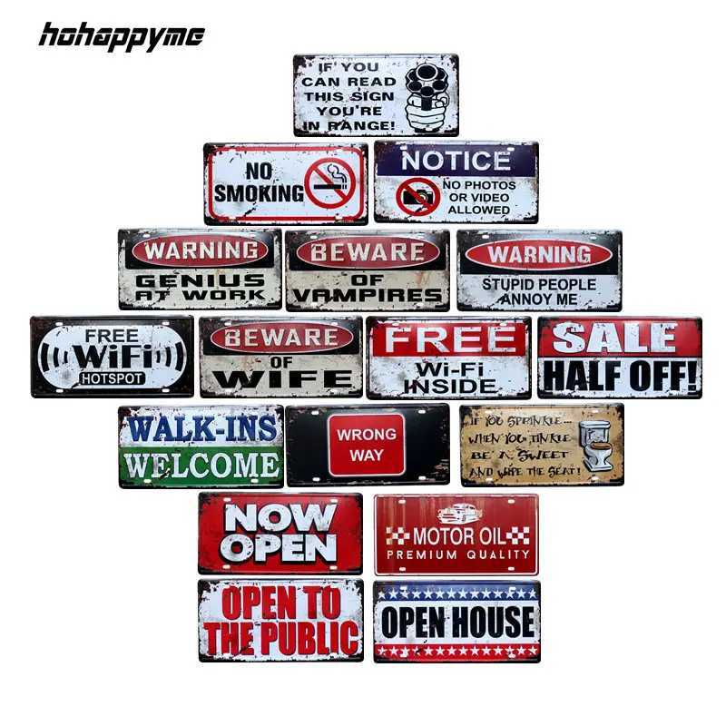 Free WIFI Funny Vintage License Plates Antique Pub Decoration Retro Iron Painting Metal Tin Signs Metal Craft Decor 3015 CMM251114-image-1084650927