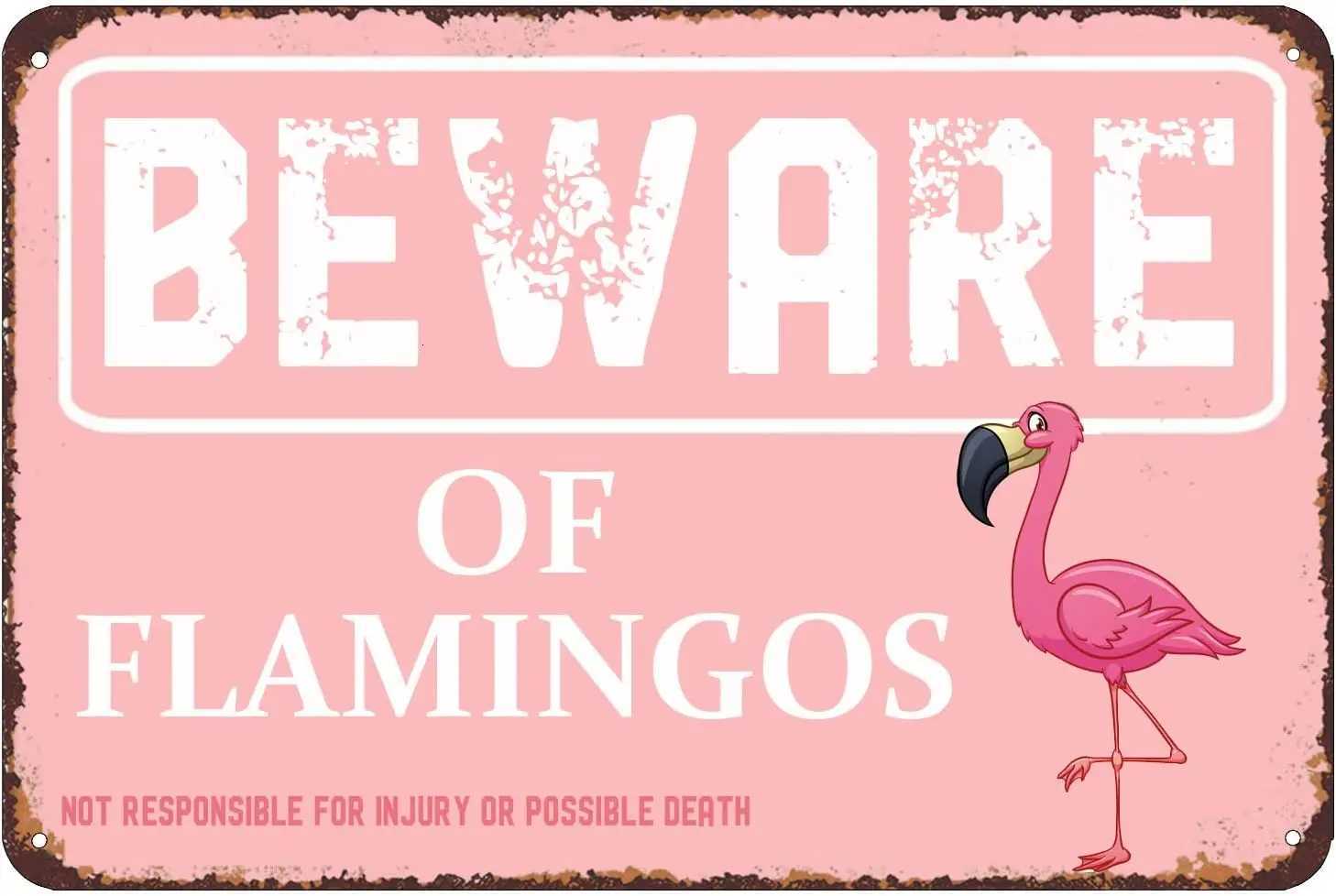 Beware of Flamingo Sign Warning Danger Metal Tin Sign Vintage Wall Decor for Home Kitchen Bar Patio Club Cafe Garage Wall DecorM251114-image-1084654811
