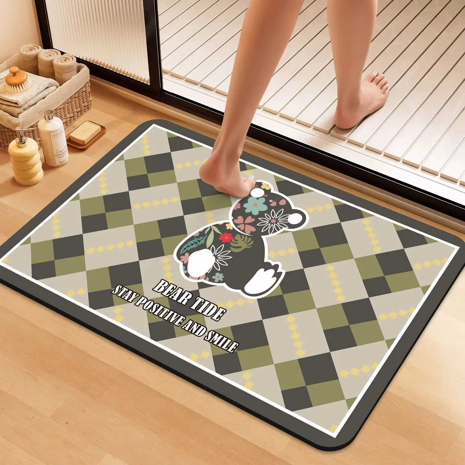 Cartoon bathroom floor mat toilet door foot mat toilet diatom mud water absorption non-slip toilet carpet C251114-image-1084691354