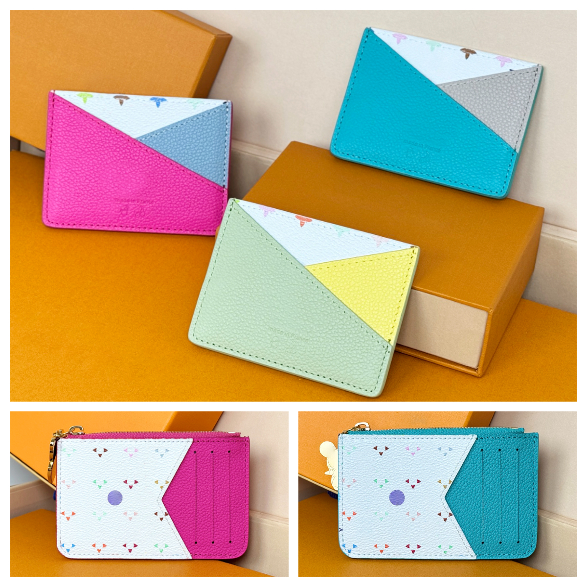 New Designer multicolor wallet Womens Luxury Slim Card Holder coin purse Mirror quality Designer wallet Fashion Pendant Card wallets Colorful ID Cre