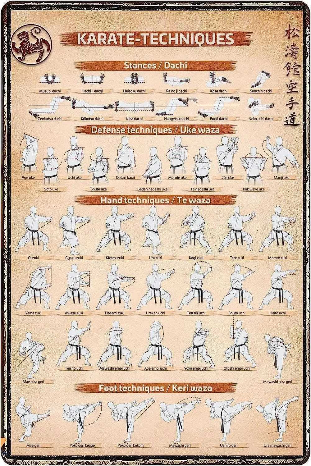 u1Karate Techniques Knowledge Vintage Metal Tin Signs Karate Martial Arts Wall Art Metal Hanging Sign for Fitness Enthusiasts GM251114-image-1084652608