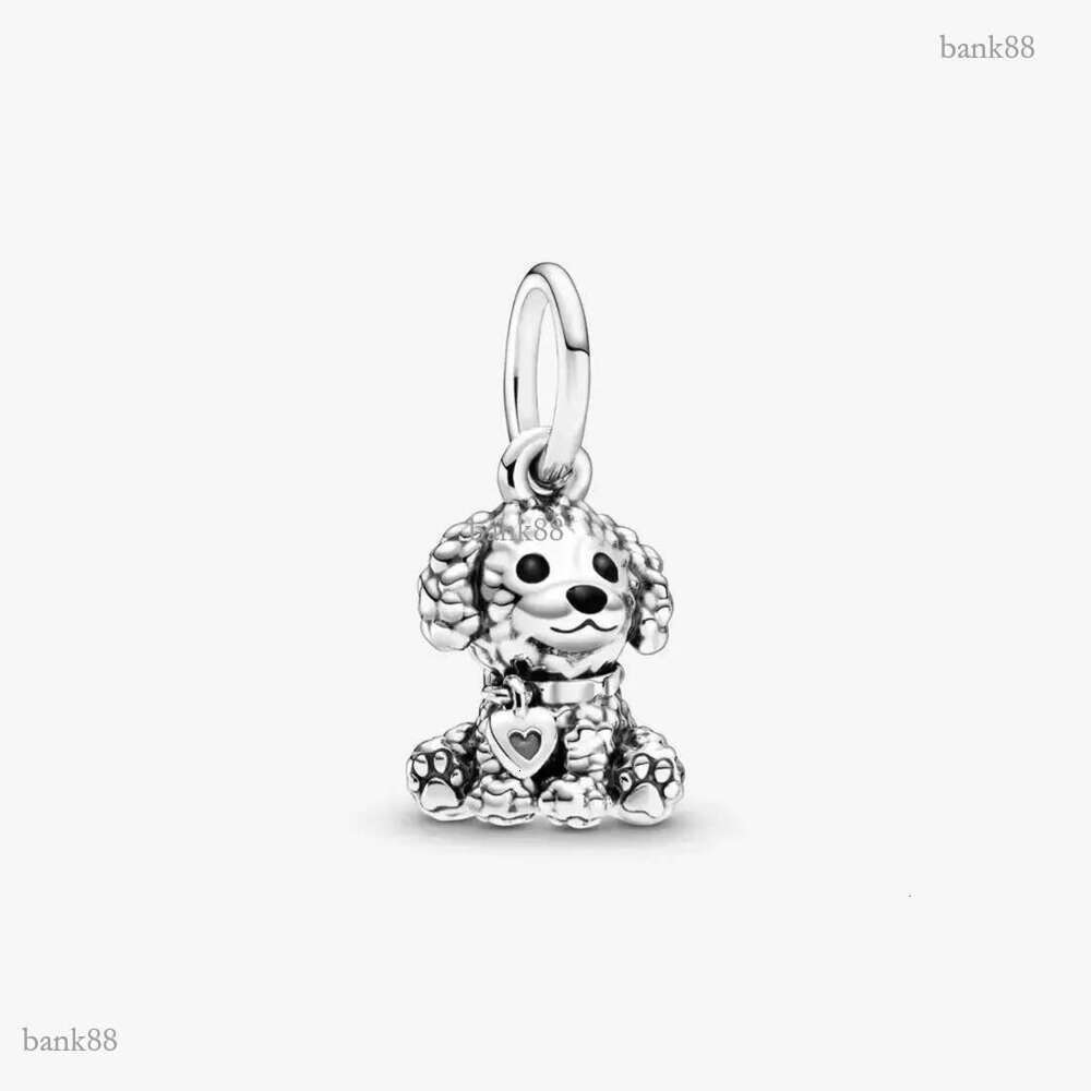 Authentic 925 Silver Beads Bracelets Poodle Puppy Dog Dangle Charm Slide Bead Charms Fits European Style Jewelry Bracelets Murano