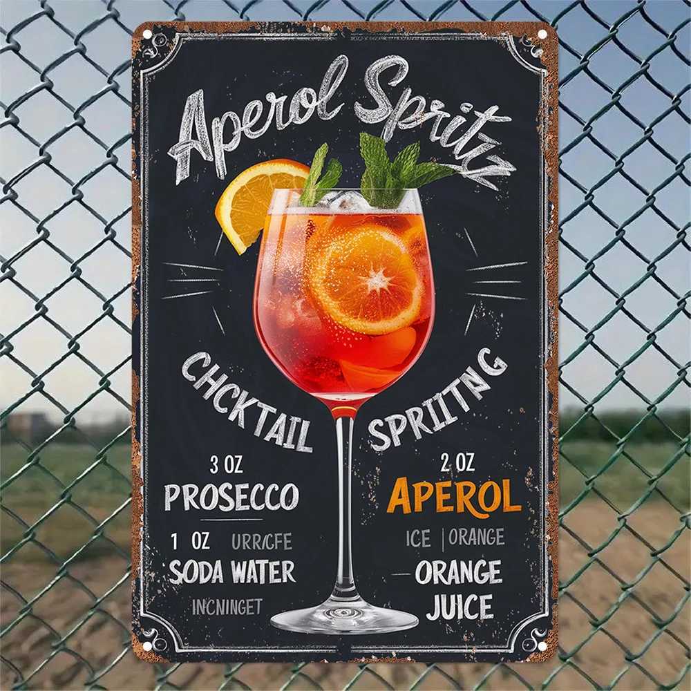 Vintage Aperol SpritzRoostertail Cocktail Recipe Metal Tin Sign - Rustic Wall Art for Home Bar Kitchen Game Room Cafe DecM251114-image-1084652664