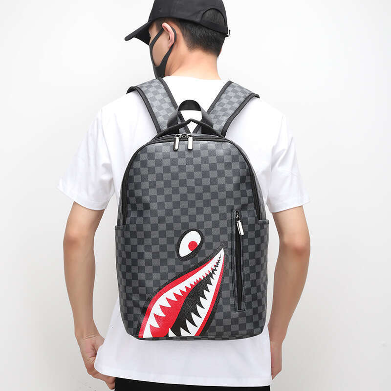 25New Casual Shark Business Large Capacity Men's Backpack Campus High-Value School Outdoor Travel Bag