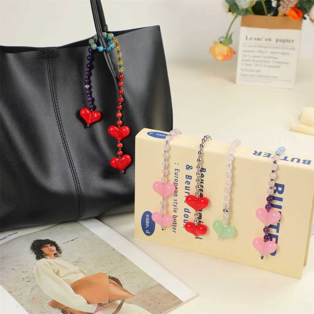 Big Red Love Heart Womens Bag Charms Y2K Bag Packaging Accessories Fashion Lady Jewelry Keychain Beads Chain For Key BagsXJ251114