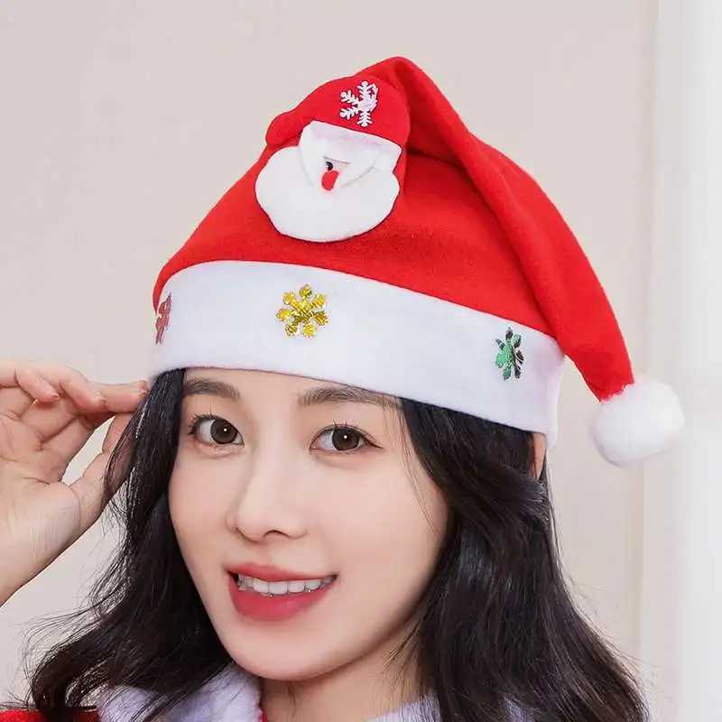 Christmas Hat with Flashing Led Light Christmas Santa Cap for Kids Children Adult Gift for New Year Christmas Party Decorations H251115-image-1084812420