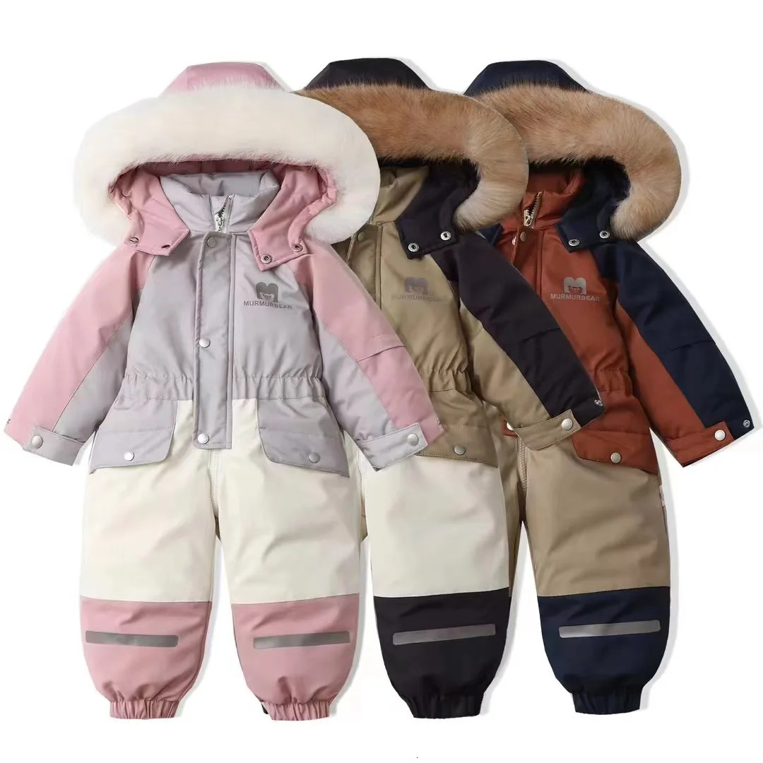 -30 Degree Baby Winter Coat Thicken Baby Jumpsuit Warm Children Jacket Waterproof Kids Ski Suit Hooded Baby Snowsuit 1-5 Years 251112BJ