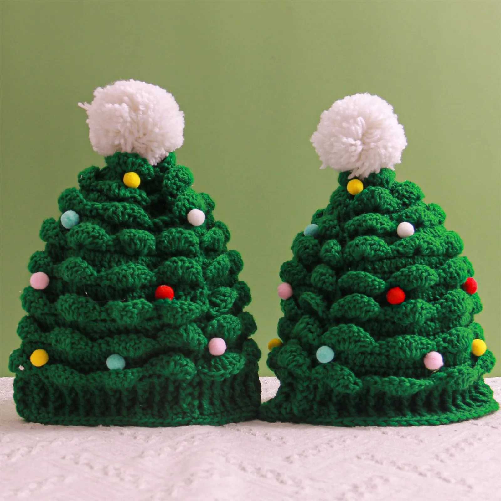 Christmas Knitted Hat Home Christmas Party Adults Kids Creative Pine Tree Shape Christmas Hat Comfy Warm Pullover Hat for Gift H251115-image-1084812381
