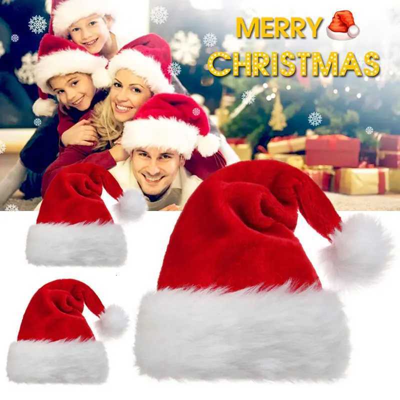 Fashion Christmas Santa Hat for Women Men Kids Xmas Costume Long Plush Party Hat Holiday New Year Festive Supplies H251115-image-1084810427