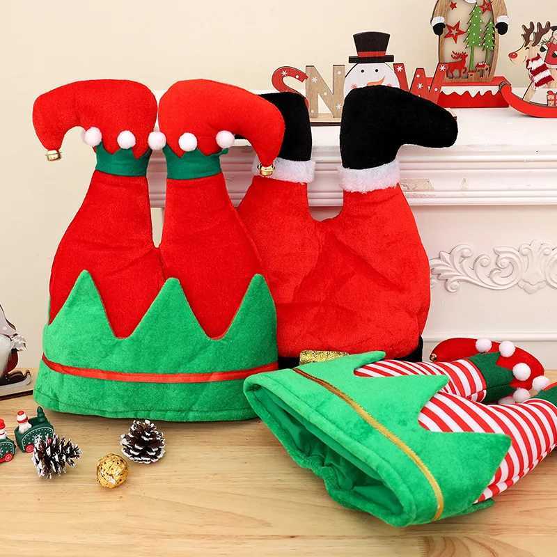 1pc Christmas Hats Long Striped Felt Plush Elf Hat Old Man Elf Clown Pants Leg Hat Funny Party Hats Holiday Christmas Party Hat H251115-image-1084810558