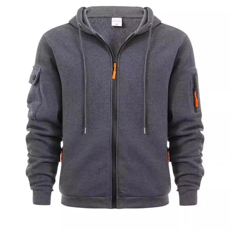 Mens full zip hoodie jacket regular pocket sports outdoor daily basic casual autumn winter sportswear 250409Z