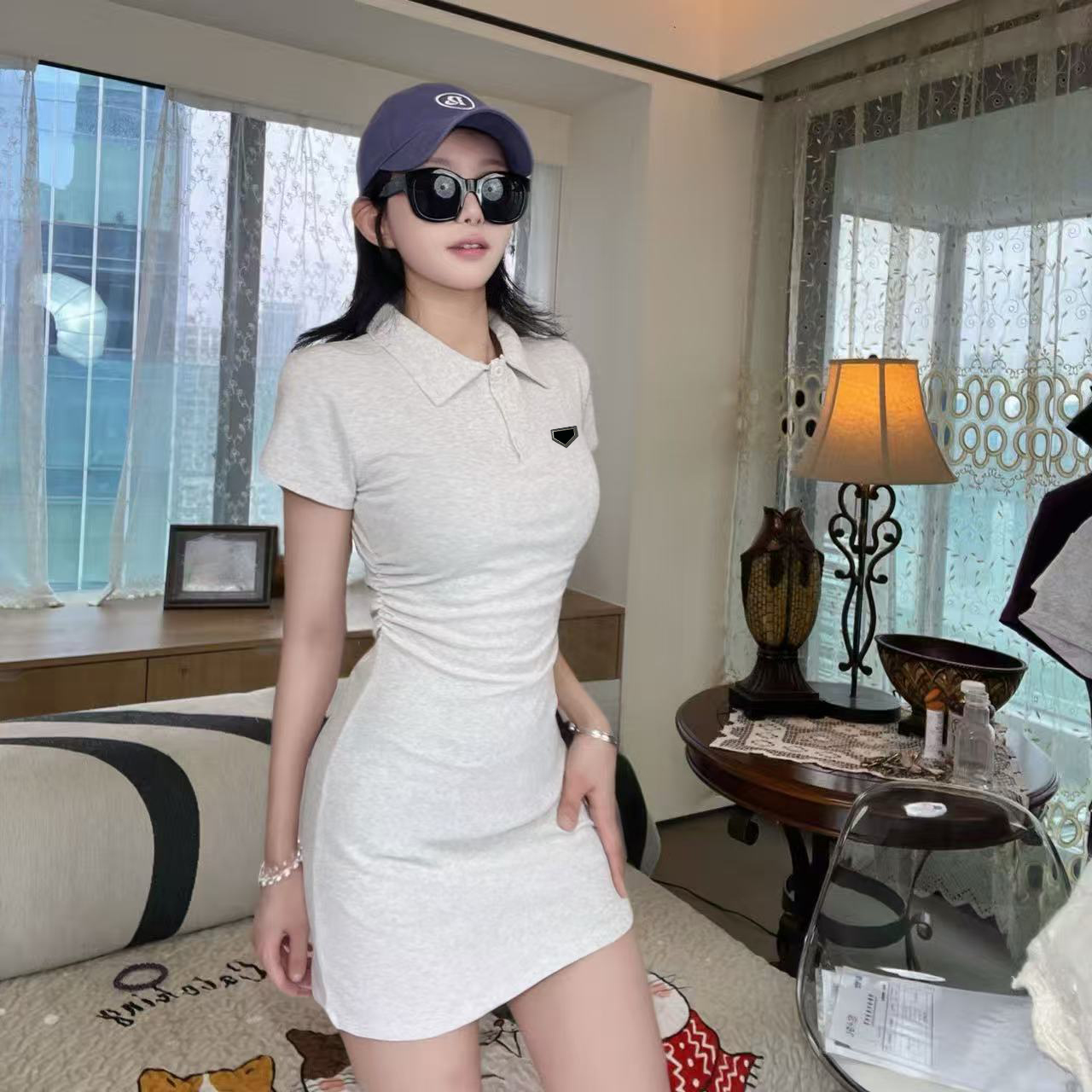 Designer Casual Dresses Summer Dress Polo Collar Spicy Girl Tight Skirt Wrapped Hip Skirt Short Sleeve Slimming Sexy Short Skirt Womens Clothing-image-960320847