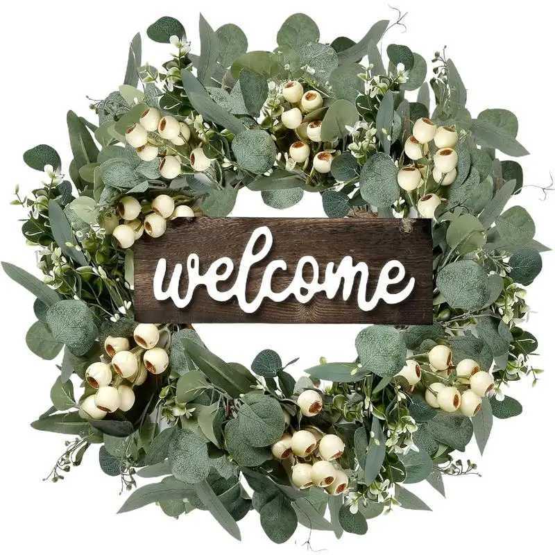 Eucalyptus Wreath 20in Eucalyptus Wreaths For Indoors With Berries Decorative Garlands Ornaments Wreath Supplies For IndoorM251115-image-1084784438