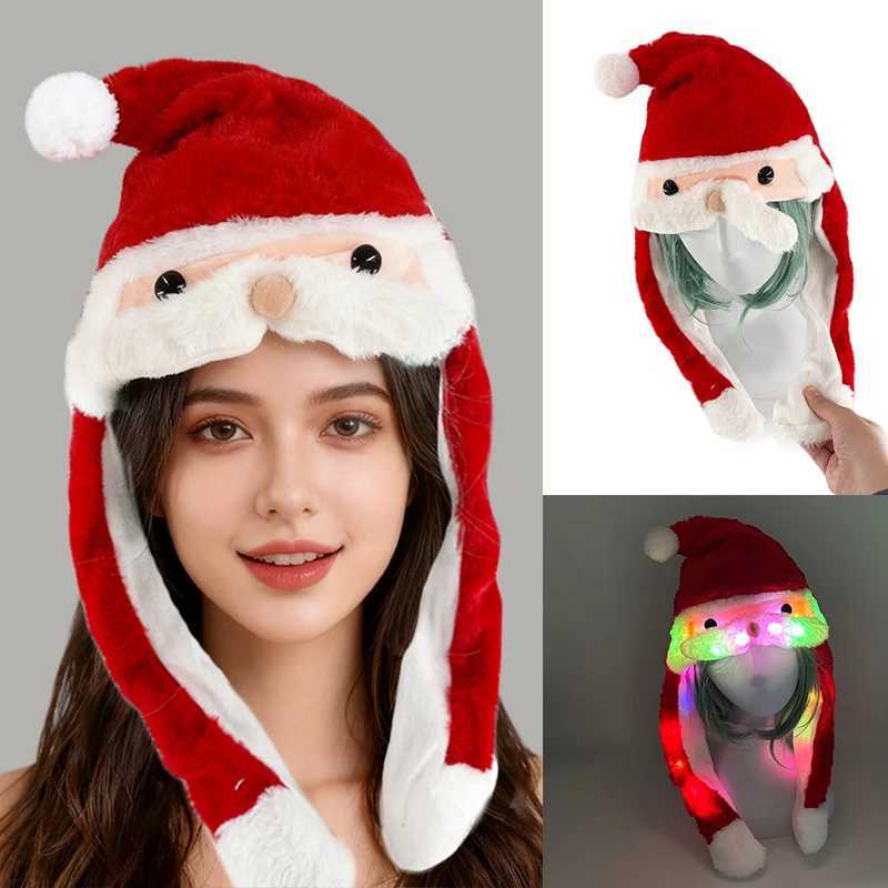 Glowing Plush Santa Claus hat moving ears Cosplay Cute Hats Luminous Plush Christmas cap for Kids Women Girls Christmas gift H251115-image-1084812488