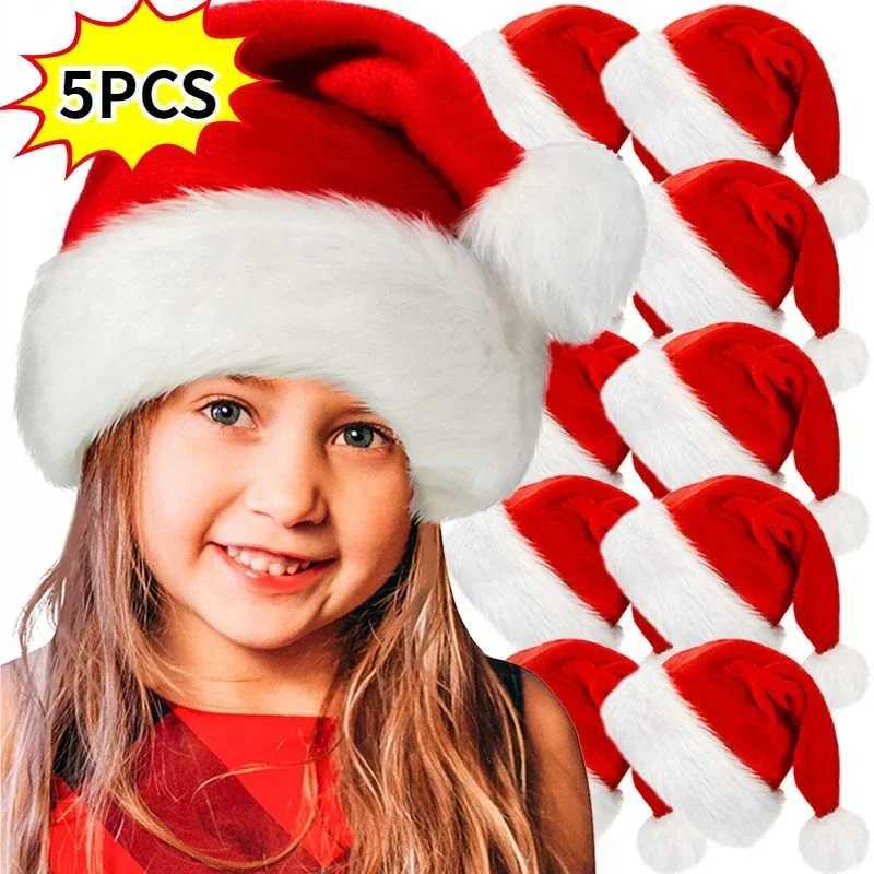 Thickened Plush Christmas Hat for Adults Kids Soft Warm Velvet Santa Claus Caps Hats Xmas New Year Festival Party Decor Gitfs H251115-image-1084810504