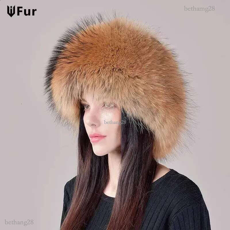 Style Winter Russian 100% Natural Real Fox Fur Hat Women Quality Bomber Hats Genuine Caps 241017