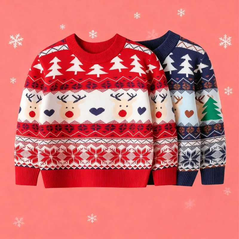 New Girls Sweater Christmas Kids Warm Pullover Boys Knit Sweater Autumn Winter Cotton Jumper Kids Clothes C251115-image-1084779841
