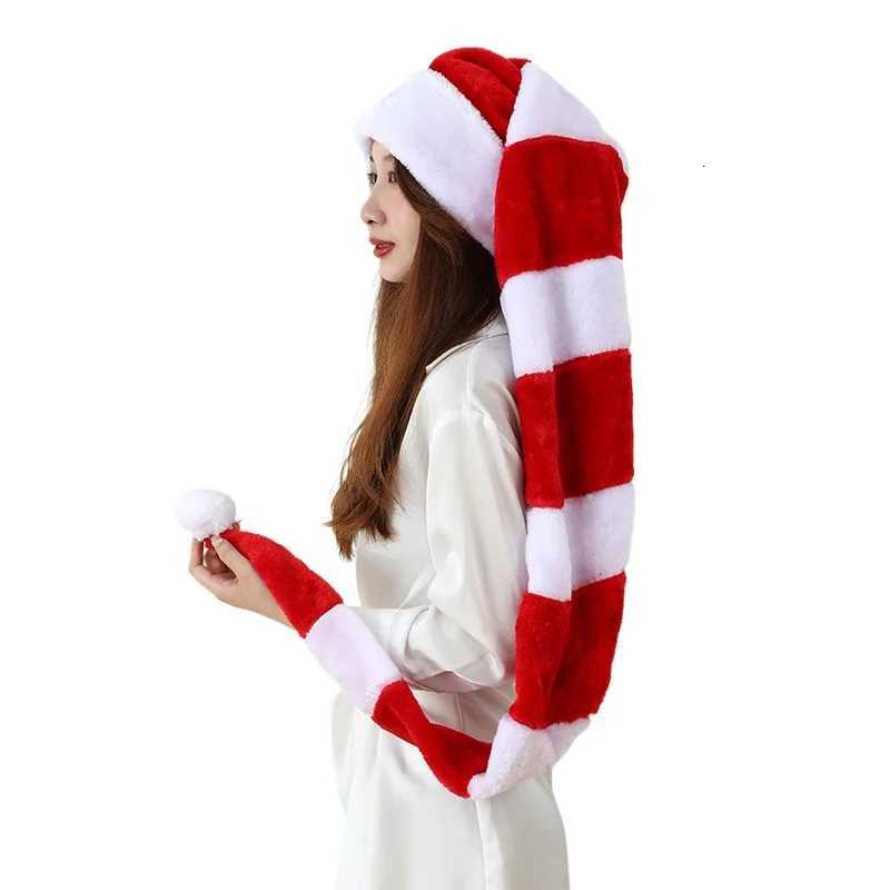 Christmas Santa Hat Extra Long Plush Christmas Hat White Xmas Claus Cap for Party Costume H251115-image-1084811442