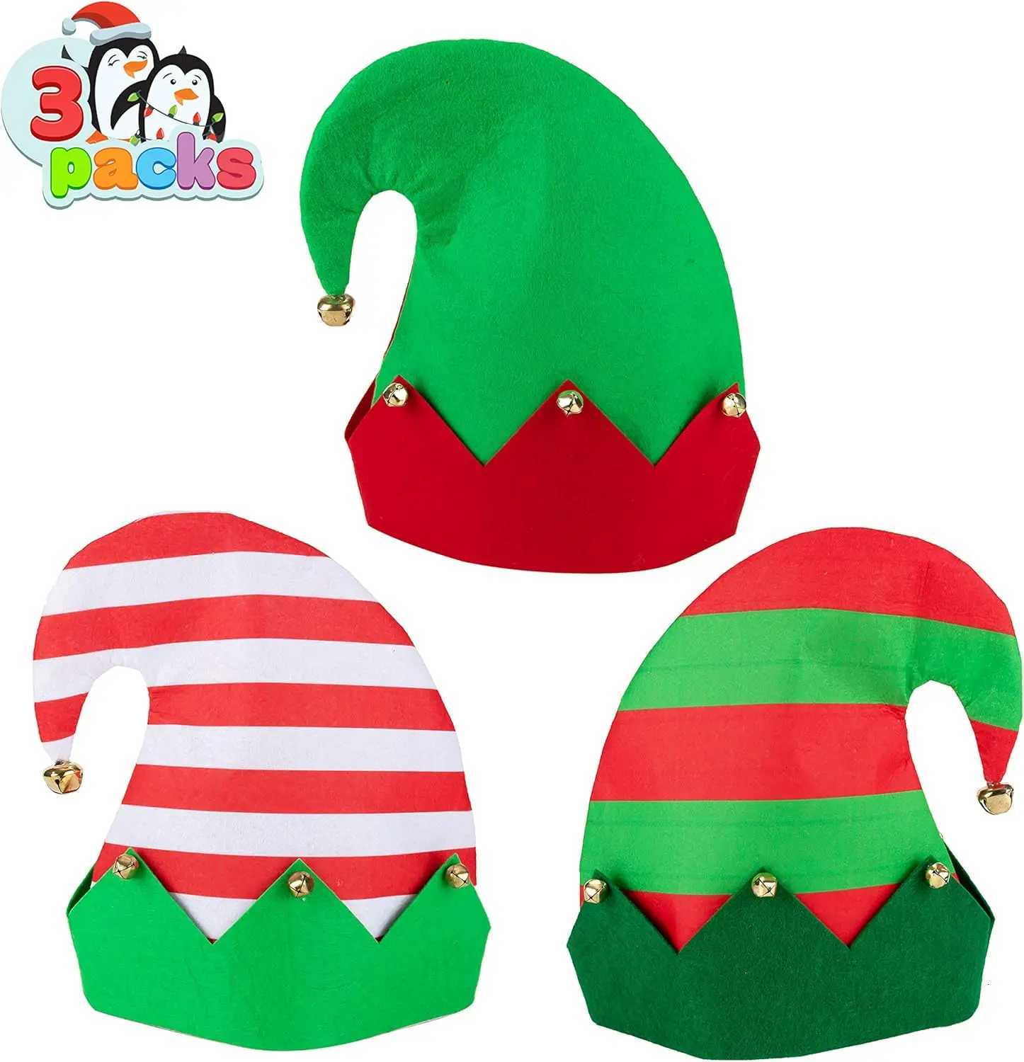 JOYFY 3 PCS Unisex Christmas Elf Hats for Christmas Xmas Hats for Kids Adults Funny for Xmas Party Gifts H251115-image-1084810730