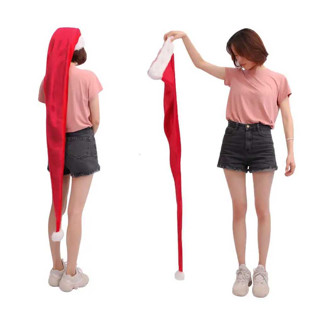 Extended Super Long Christmas Hats Adults Kids Flannel Velvet Red Santa Claus Hat New Year Gifts Festive Party Supplies H251115-image-1084810945